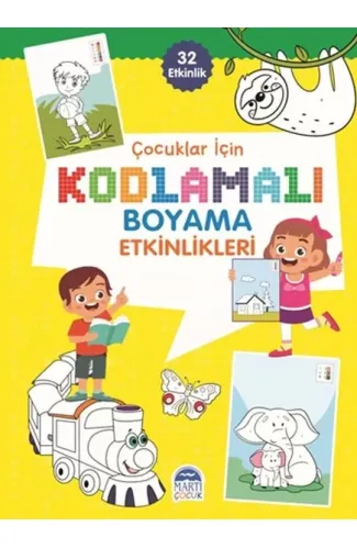 Çocuklar İçin Kodlamalı Boyama Etkinlikleri - Sarı - 32 Etkinlik