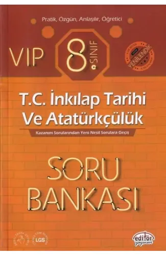 Editör 8. Sınıf VIP T.C. İnkılap Tarihi ve Atatürkçülük Soru Bankası (YENİ)
