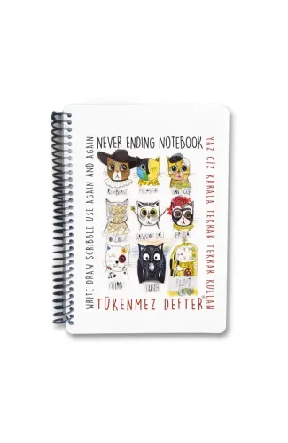 Tükenmez Not Defteri - 2 (Ressam Kediler) - 15x21 cm