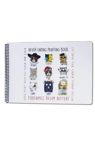 Tükenmez Resim Defteri - Ressam Kediler - 25x35 cm