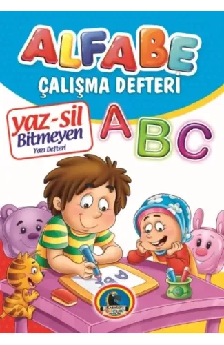 Yaz-Sil Alfabe Bitmeyen Yazı Defteri+Tahta Kalemi