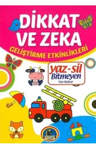 Yaz-Sil Dikkat ve Zeka Bitmeyen Yazı Defteri+Tahta Kalem